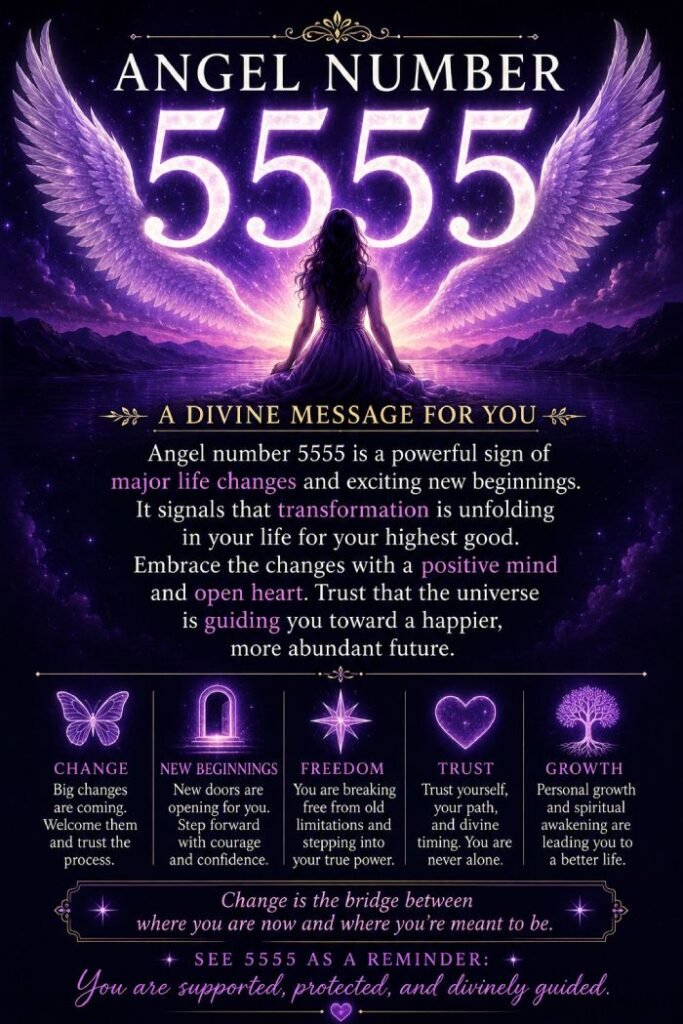 Angel Number 5555 Meaning & Twin Flame Reunion Angel Number 5555 Meaning